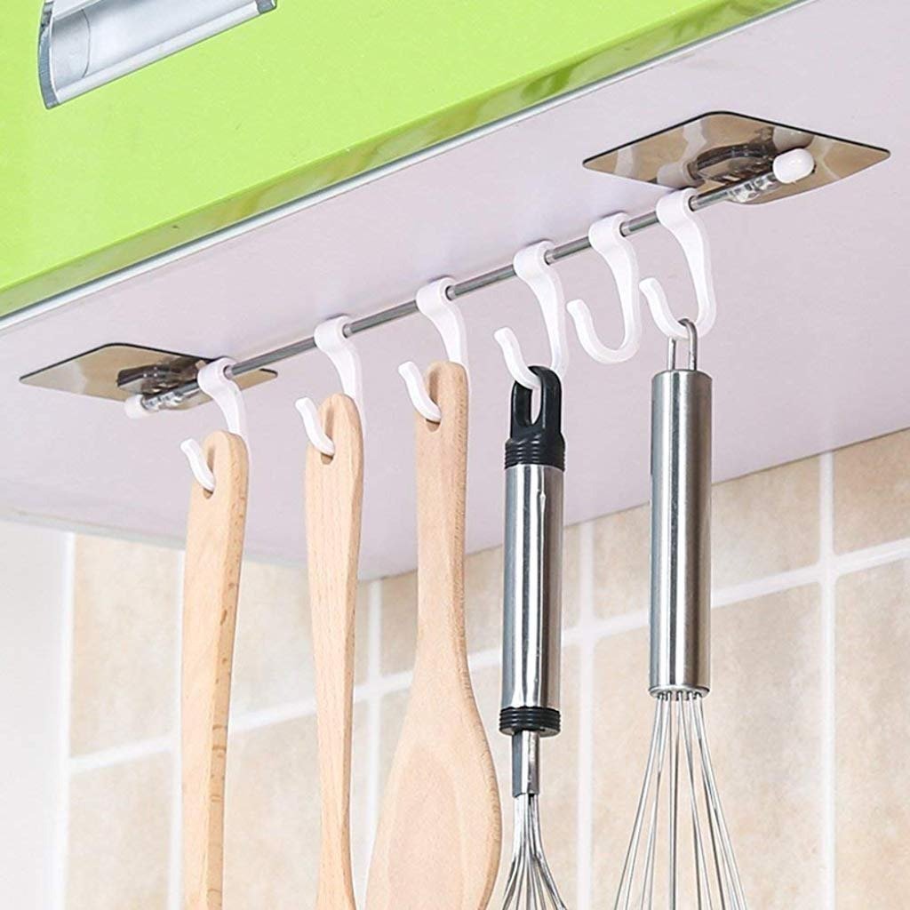 Plastic Sticker Adhesive Hanger Hooks (6 Hooks) - VRTAJ Kitchen Product